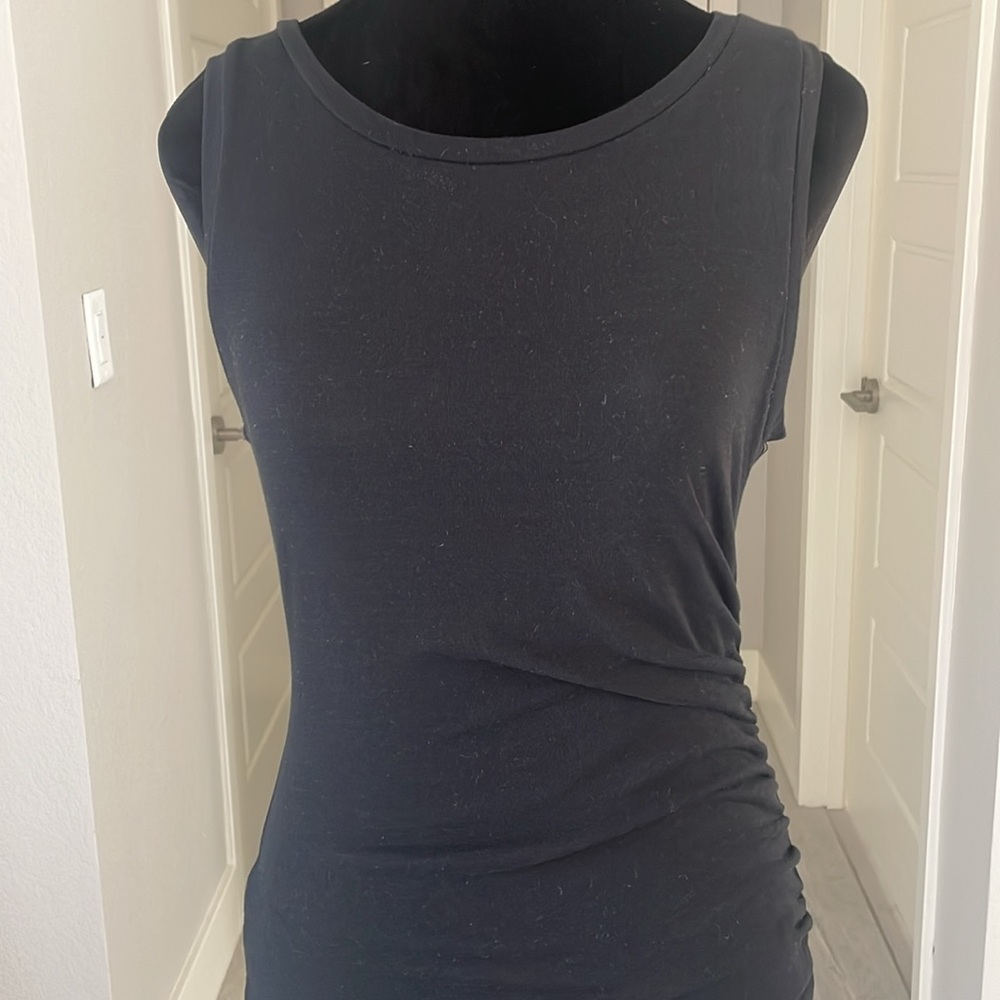 Treasure & Bond Ruched Side Sleeveless Dress Black Size S - Picture 3 of 10